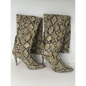 NEW YORK & CO. Gia Boot - Faux Snakeskin Over-the-Knee Boots- ‎ Sz 9 Brown New